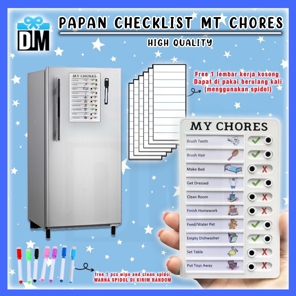 

Papan To Do List Papan Jadwal Belajar Magnet Anak Sekolah Kantor My Chores Magnetic M a IR9