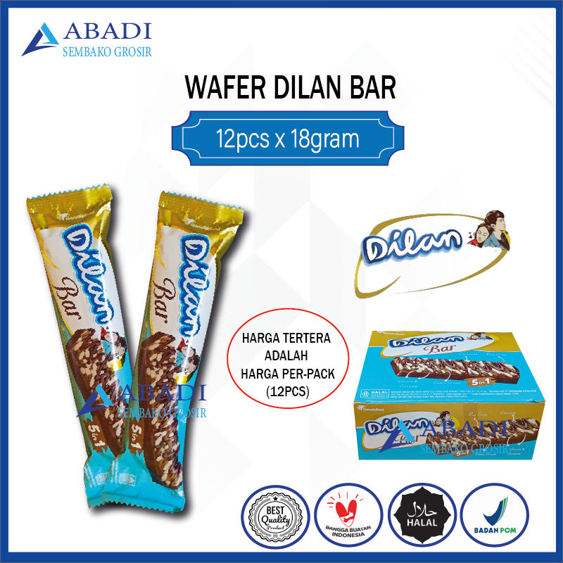 

Wafer Dilan Bar 5in1 Chocolate Cokelat Coklat 1 box 12 pcs 18 gram