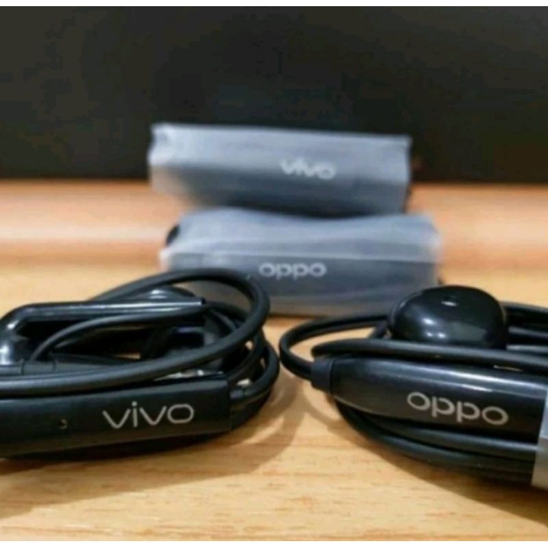 HEADSET HEANSFREE COPOTAN HITAM OPPO & VIVO original cabutan