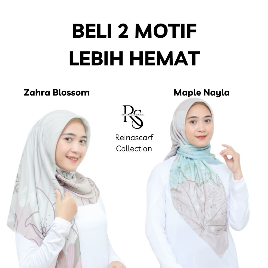 Beli 2 Lebih Hemat Jilbab Segi Empat Motif Zahra Blossom dan Maple Nayla Voal Arabian | Hijab Kerudu