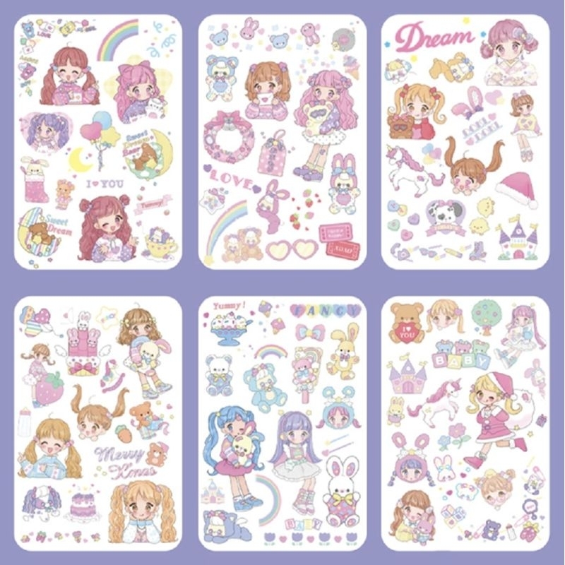 

6 pcs Sticker Set Waterproof Stiker Jurnal Lucu