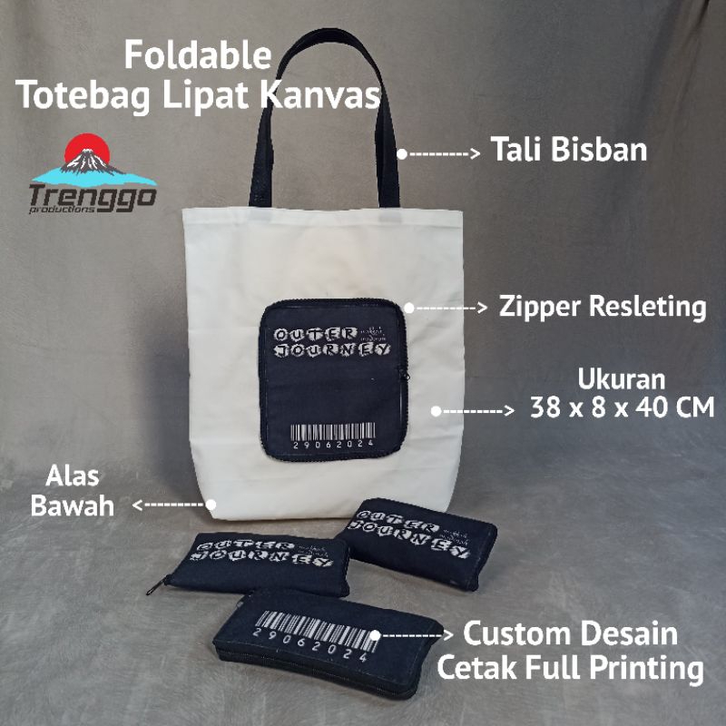 Totebag Lipat Goodie Bag Kanvas Custom Printing