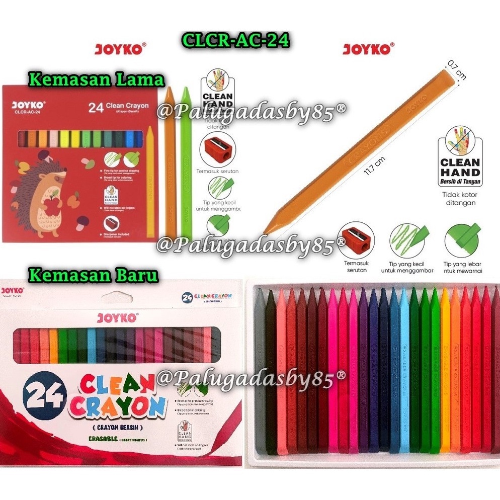 

1 Set Isi 24 Warna GROSIR Clean Crayon JOYKO CLCRAC24 24 Warna Krayon Bersih Joyko CLCRAC24 Joyko CLCR AC 24 Joyko CLCRAC24 t O6D9