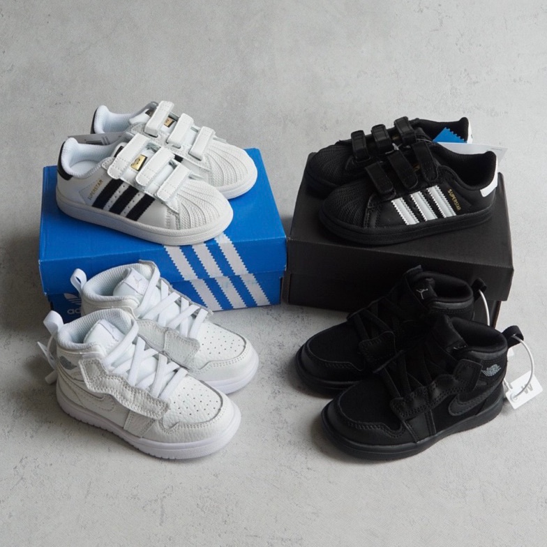 KODE X5Z5 AD Superstar  AJ1 Mid Velcro Black  White Sneakers  size 2435  sepatu sekolah sneaker anak