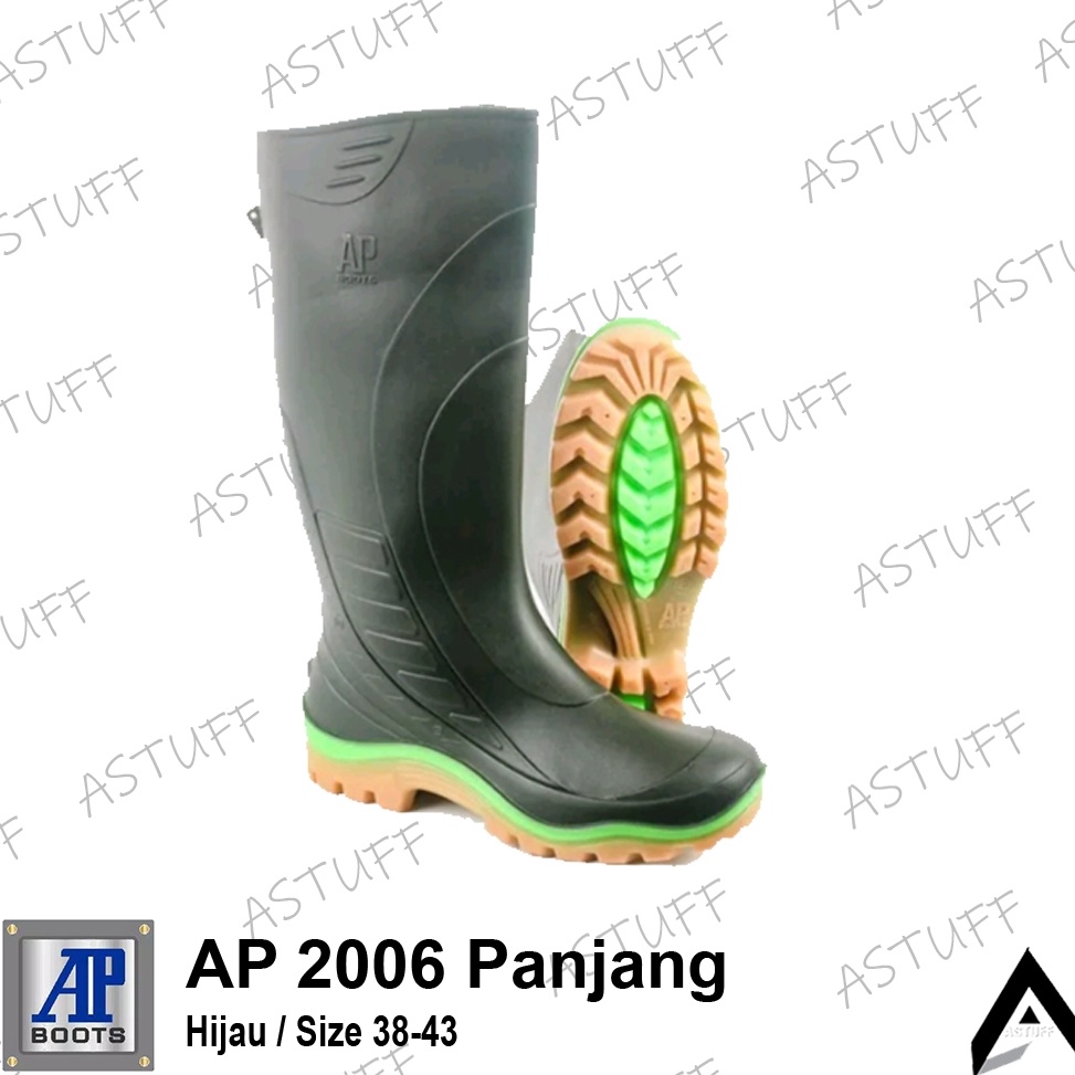 KODE K14X AP Boots 26 Triwarna Sepatu Boot  AP 26 GREEN 3843  SEPATU BOOT SAFETY KARET  AP BOOTS