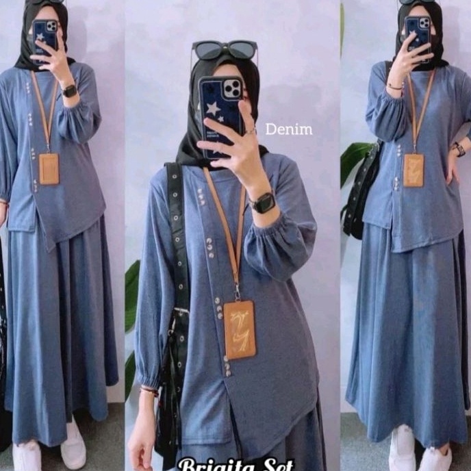 Langka BRIGITA SET ROK  SET KANTOR  BAJU HEALING  SETELAN ROK  ONE SET ROK  BAJU MUSLIM  SETELAN JUM