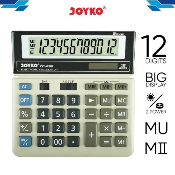 

KODE I78U KALKULATOR JOYKO CC868 ORIGINAL CALCULATOR 12 Digit Desktop CC868 Big Display