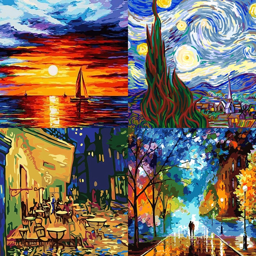 

KODE B98U Canvas Paint By Number Kit Digital Oil Painting DIY Lukisan 4 x 5 Seri P