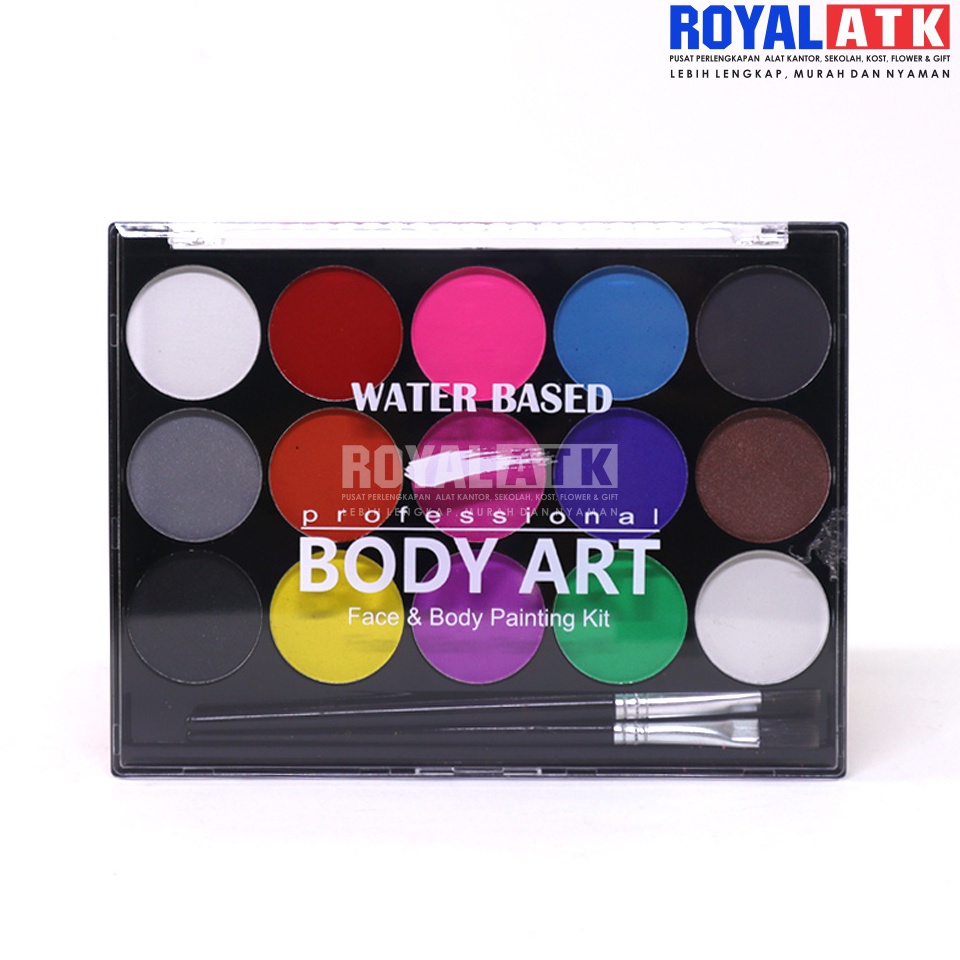 

KODE O15G Professional Body Art 15 Color Set 1 Brush Face Painting Cat Wajah