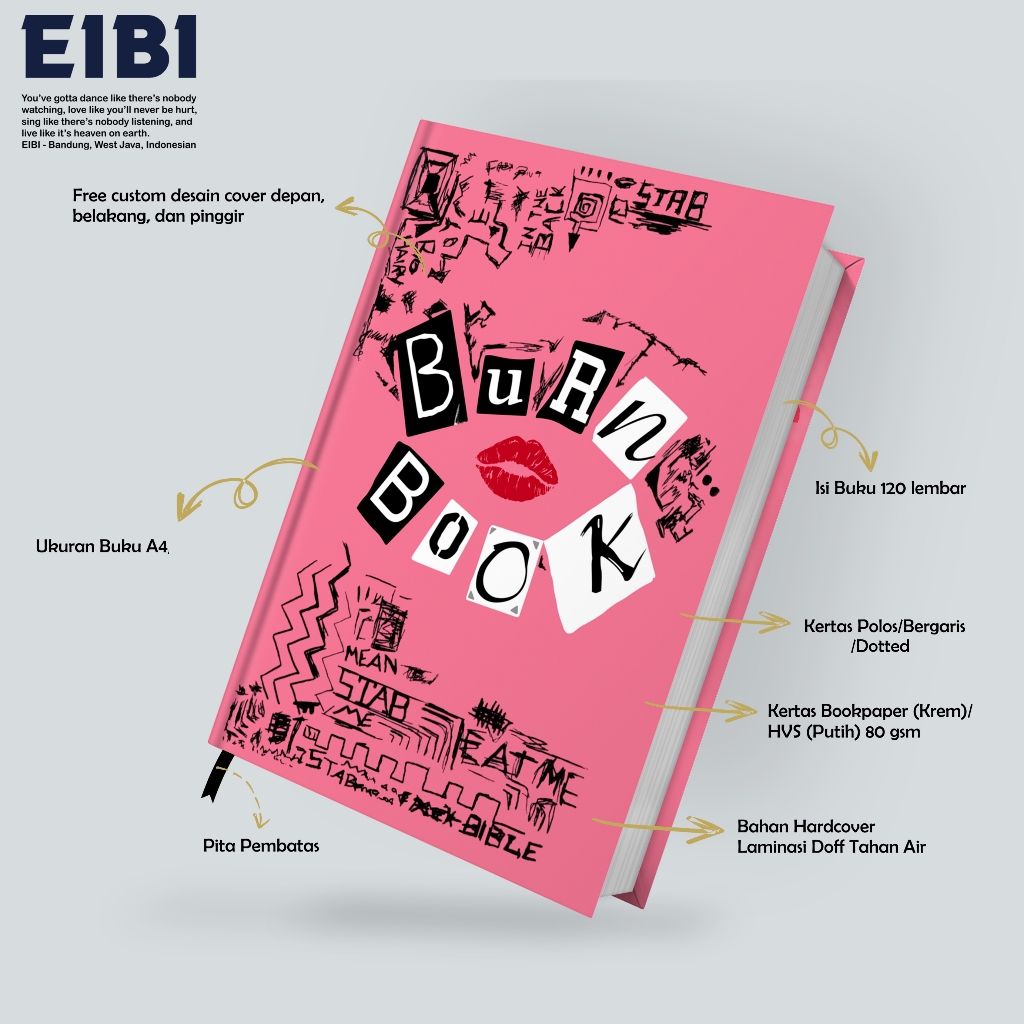 

Eibibook Buku Catatan Hardcover Burn Book Aesthetic Ukuran A4 Kertas Polos/Garis/Dotted