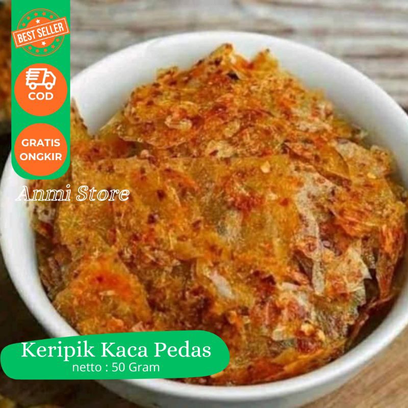 

Snack Cemilan Kripca / Keripik Kaca / Keripik Beling Pedas Daun Jeruk 100 Gram