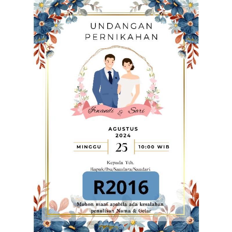 Undangan bolak balik custom invitation wedding pernikahan walimatul elegan rustic astetic simple ele