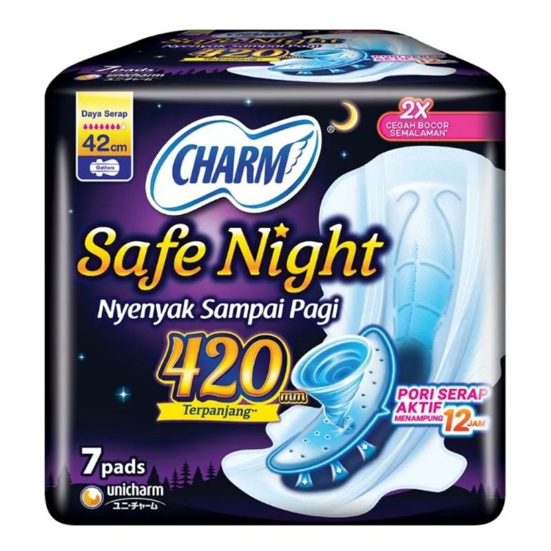 CHARM Safe Night Pembalut Wanita Gather Wing 42 cm