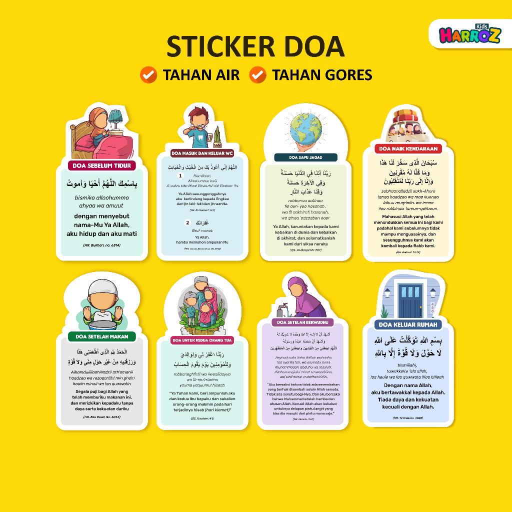 

Sticker Doa Harian Stiker Anti Air Vinyl Cut Anak Remaja
