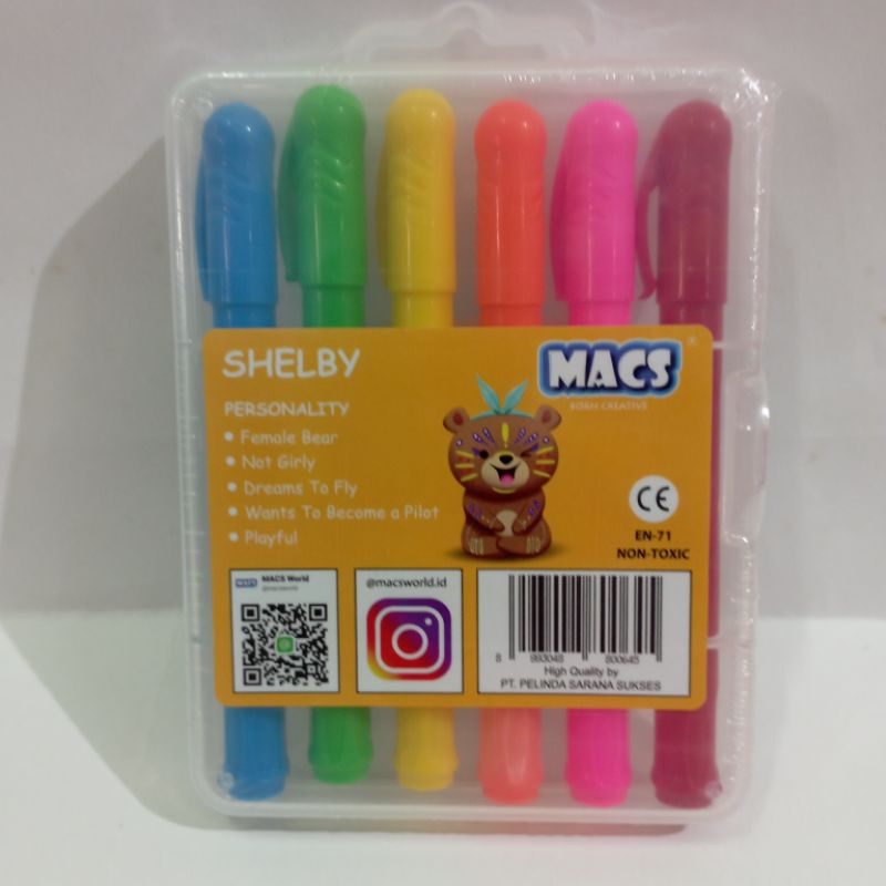 

MACS GEL CRAYON 6 warna (bisa wajah dan dihapus) / pcs