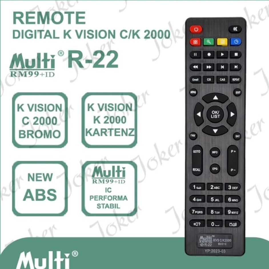 REMOT R22 KVISION C2000 BROMO / B0301 DIGITAL RECEIVER REMOTE GOL
