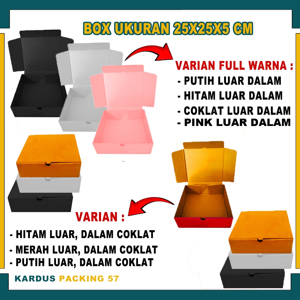 

Box 25x25x5 cm / Box Lipat Depan / Kardus Polos / Box Kue Kering / Box Hampers