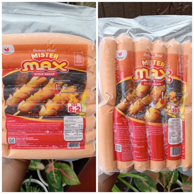 

Mister Max Sosis Ayam Bakar Isi 8pcs dan 12pcs Kemasan 550gram