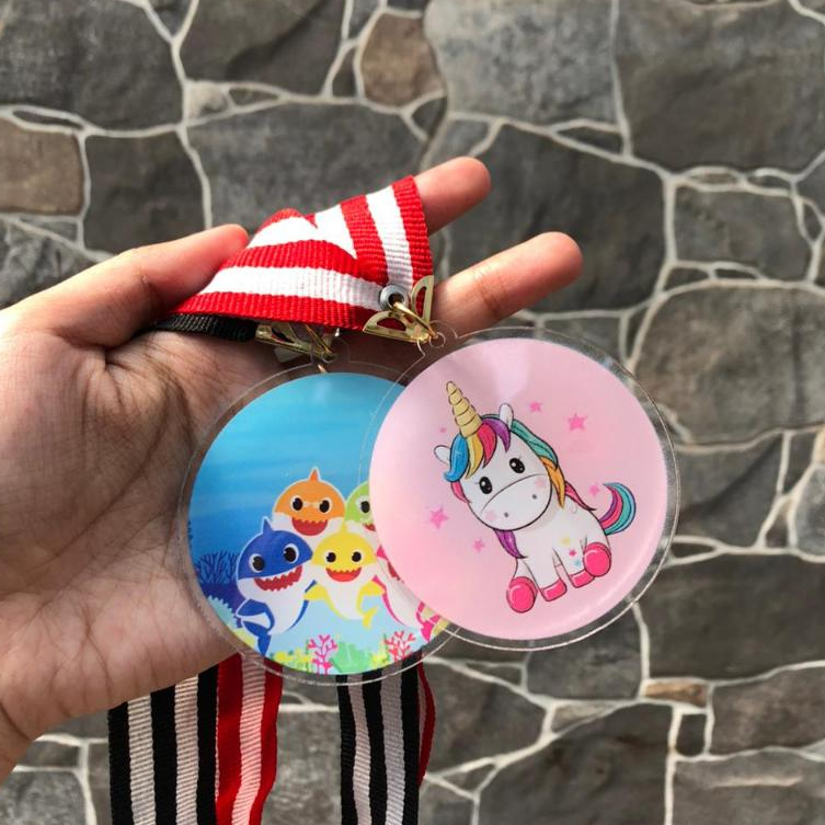 MEDALI AKRILIK CUSTOM | Medali Penghargaan Custom Print 1 sisi Diameter 7cm | Souvenir Lucu