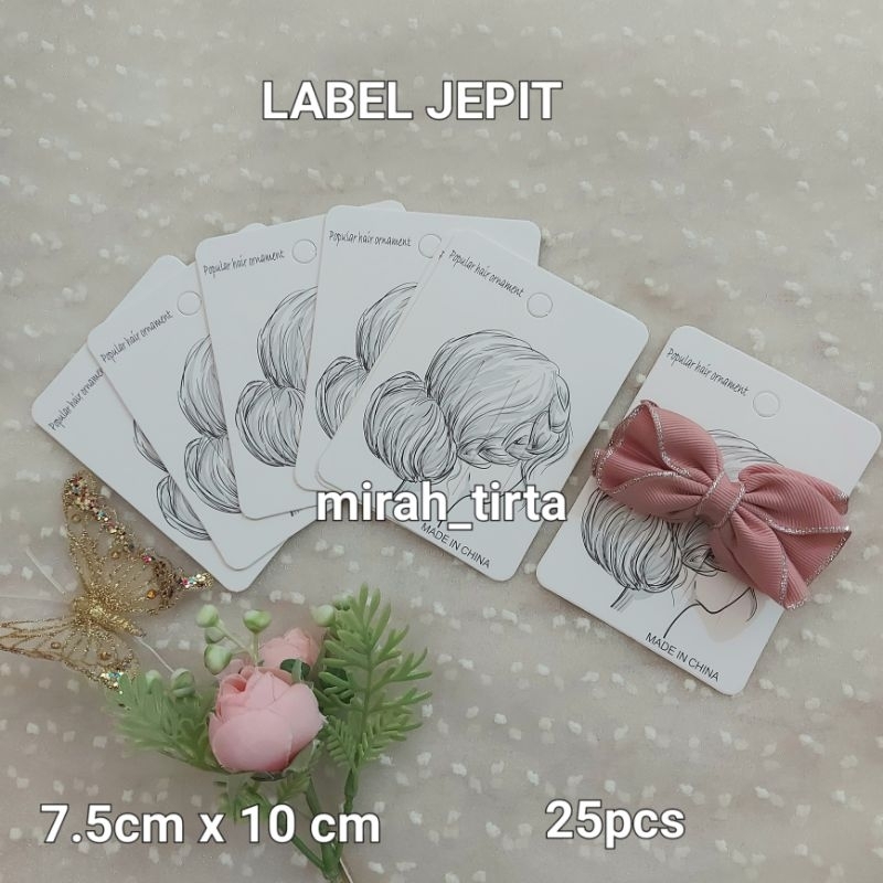 

LABEL AKSESORIS . 25 pcs Label Jepit rambut. Label karet rambut. karton display