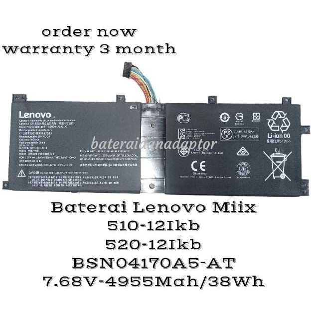 BSN04170A5-AT BATERAI LAPTOP Lenovo Ideapad Miix 510 520 510-12ISK 510-12IKB 5B10L68713 5B10L68713 B