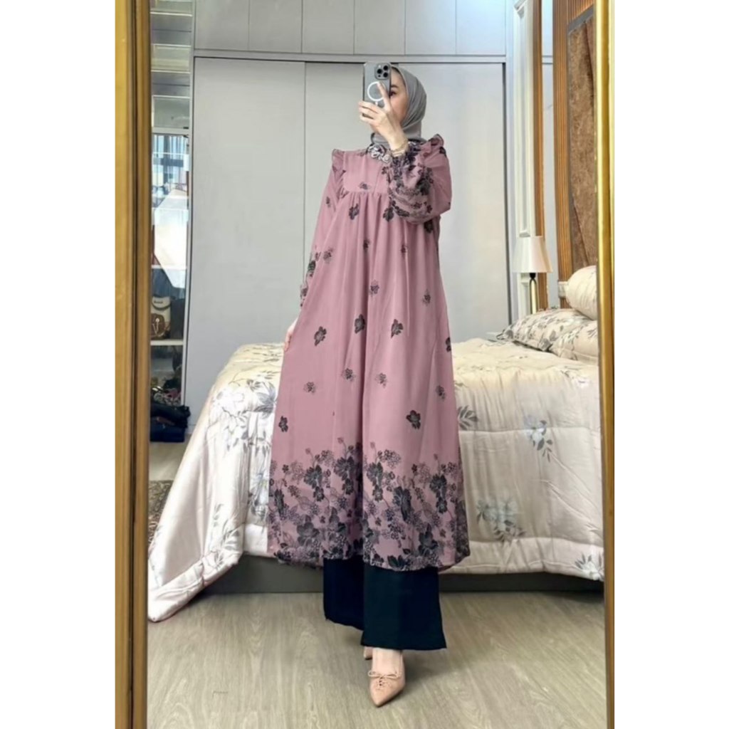 Citra Pakis Fashion - Meysa Setelan Tunik Wanita Ceruty Terbaru / Baju Kondangan Wanita Kekinian