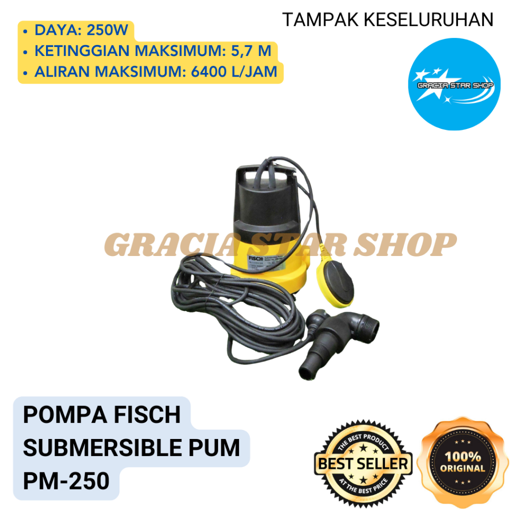 Pompa FISCH Submersible Pum PM-250 Original Berkualitas - GRACIA STAR SHOP