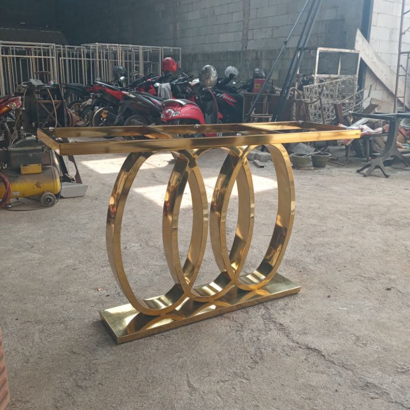 Meja konsul stainless gold mewah/Kaki meja konsul stainless/Meja hias modern stainless gold