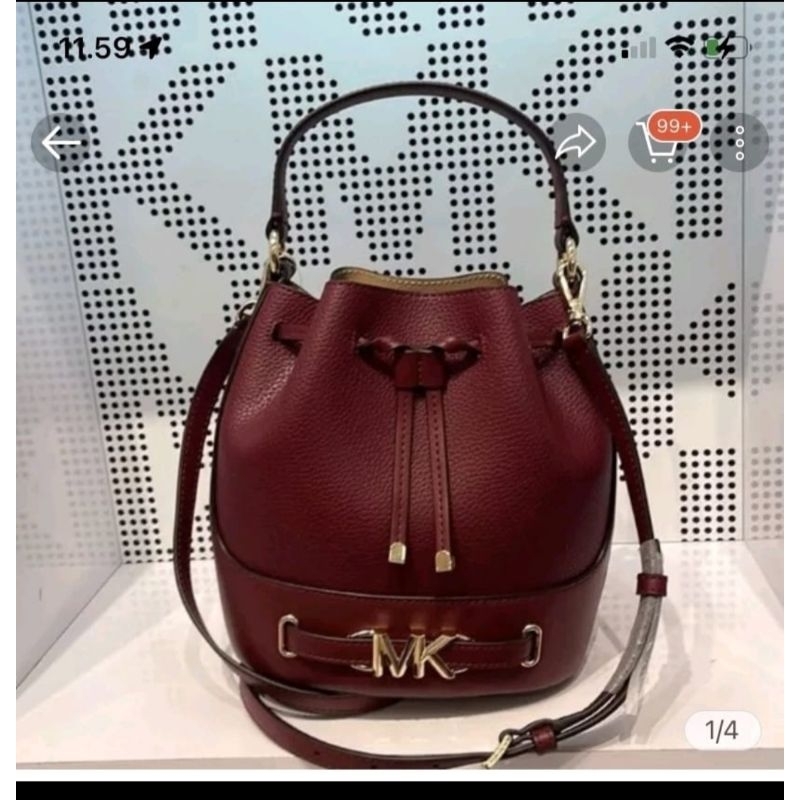 MK Reed Bucket Medium Dark Cherry NWT