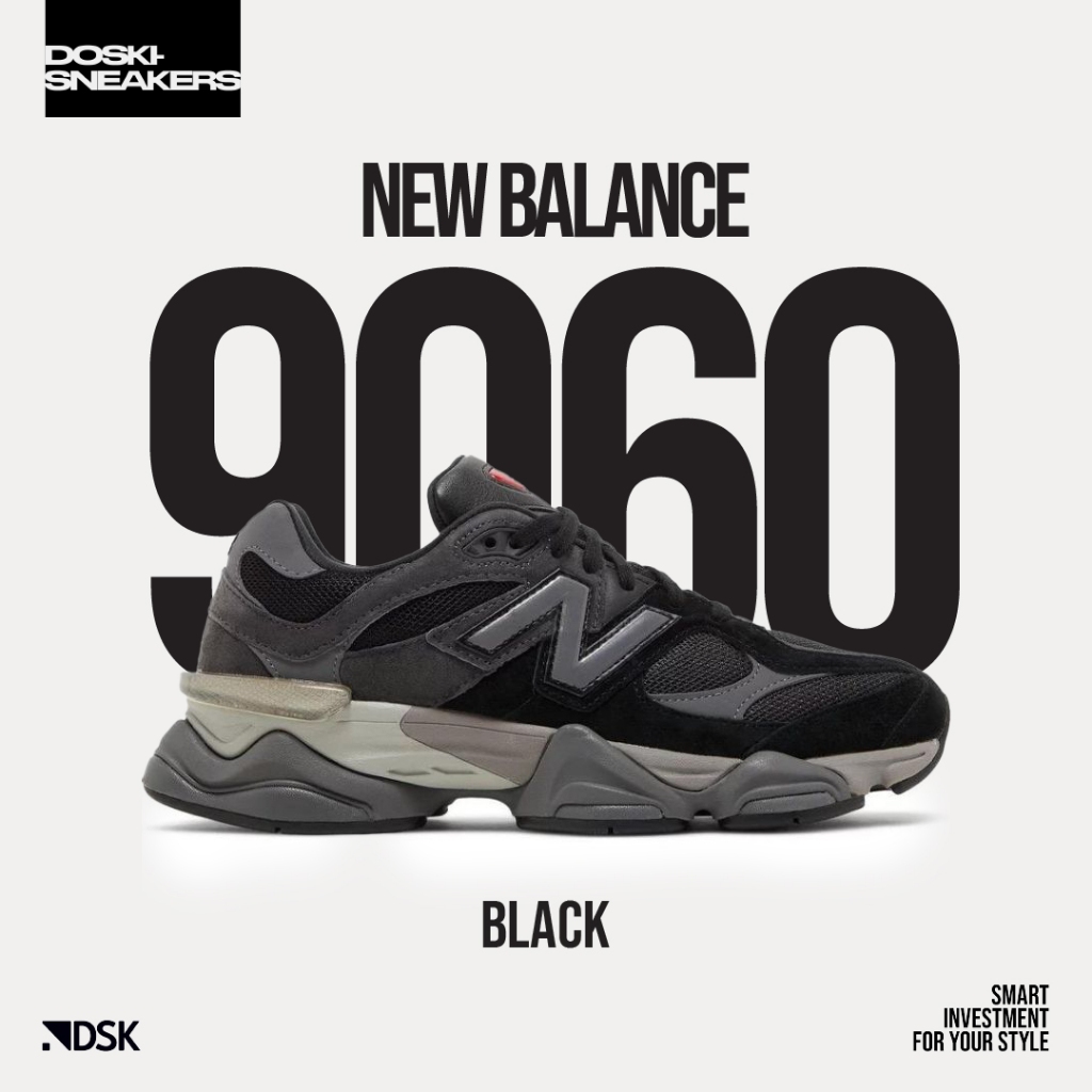 New Balance 9060 Black Grey 100% Original Sneakers Casual Pria Wanita Sepatu Ori Murah Sepatu NB Pri