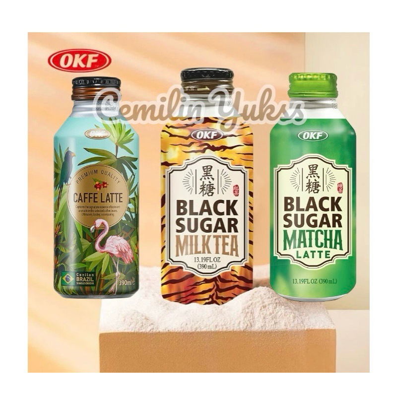 

OKF Black Sugar Milk Tea 390ML Black Sugar Matcha Latte 390ML Premium Coffee Cafe Late 390ML