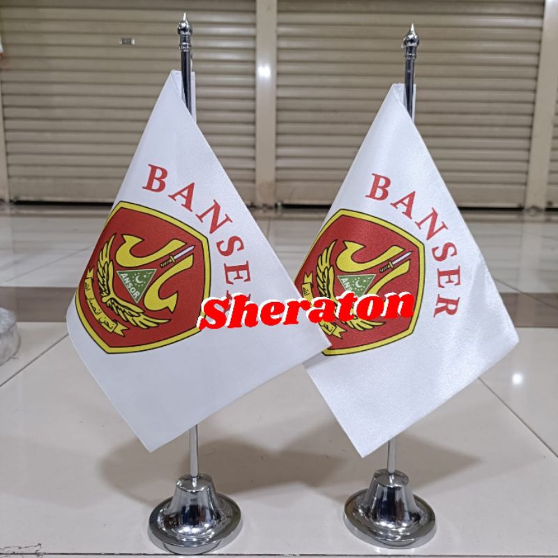 

tiang stenlis meja+bendera BANSER