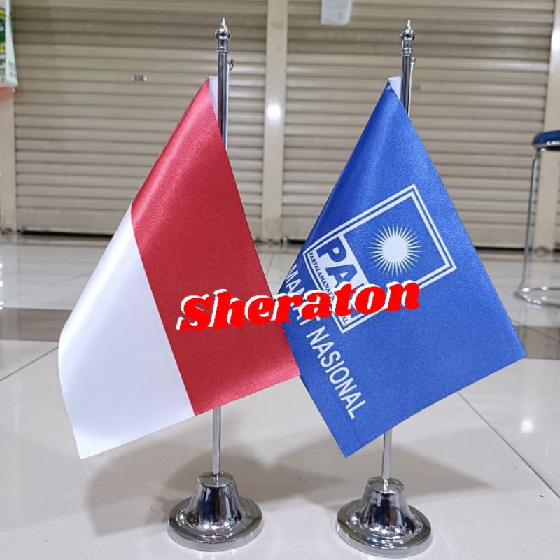 

tiang stenlis meja+bendera partai PAN+Indonesia