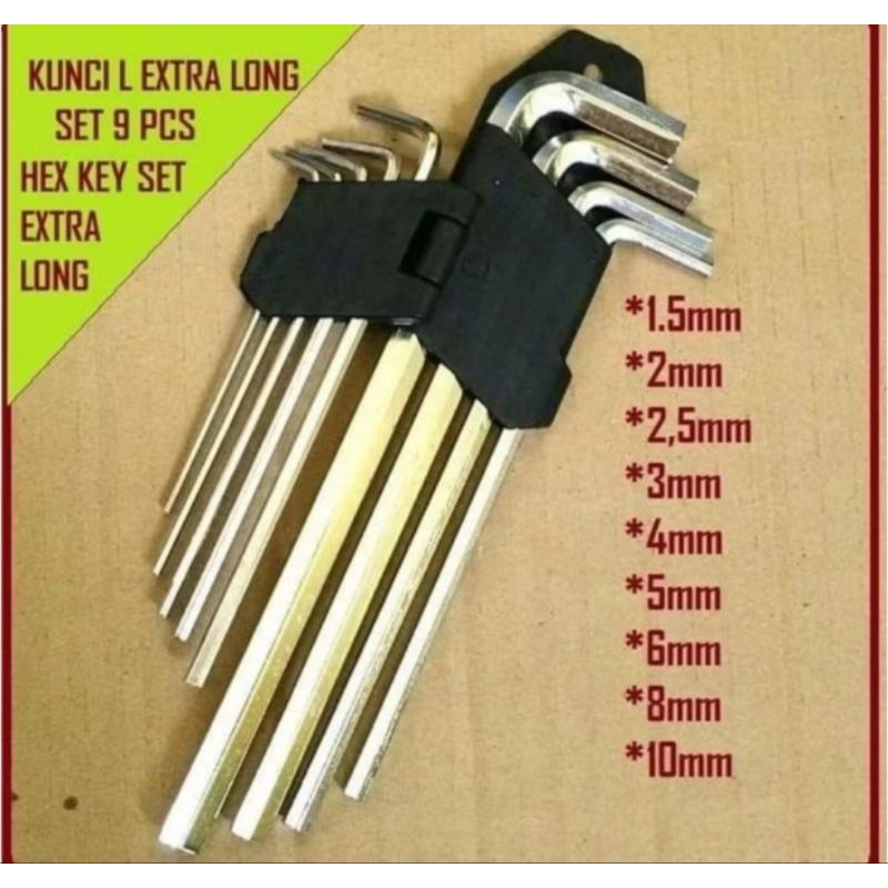 kunci L satu set model panjang kunci L satu set 9pcs