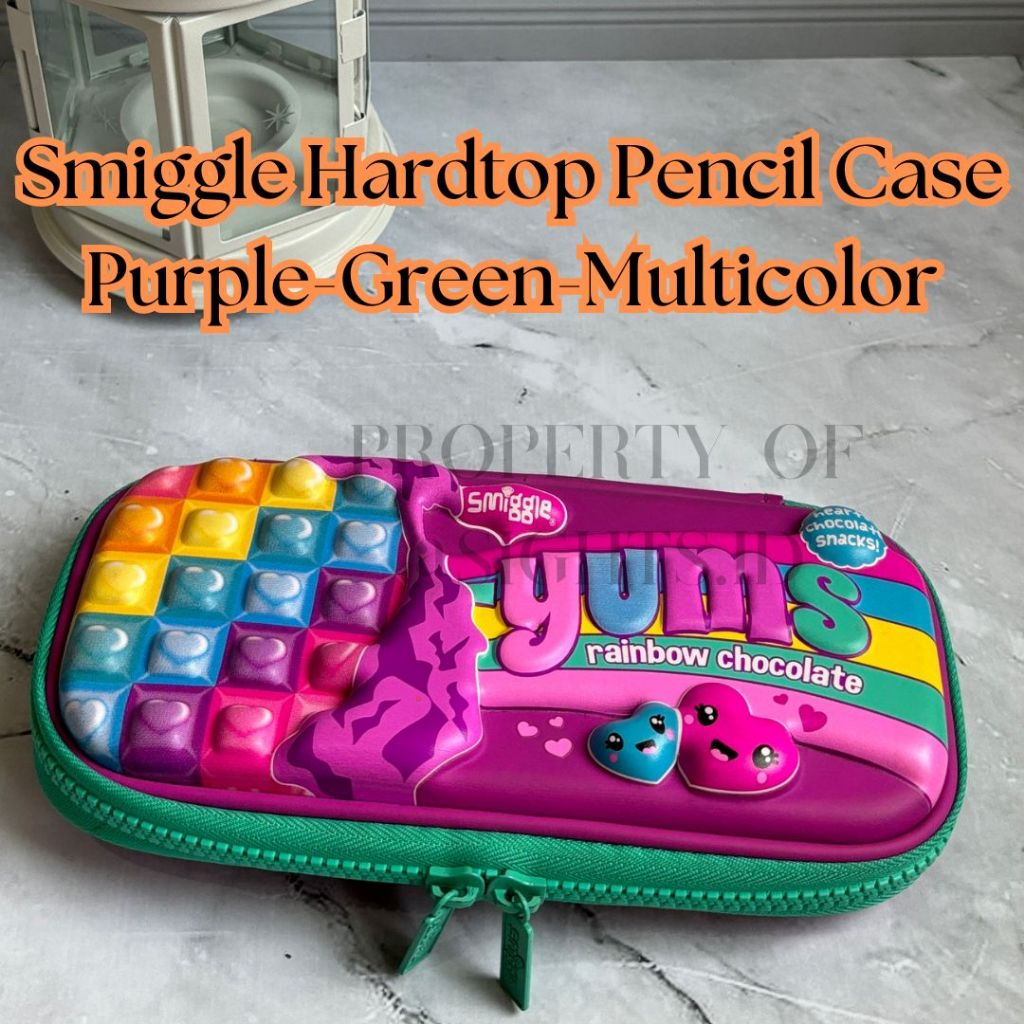 

(BACA DESKRIPSI) Preloved pencil case kotak pensil sm1ggle hardtop purple green multicolor