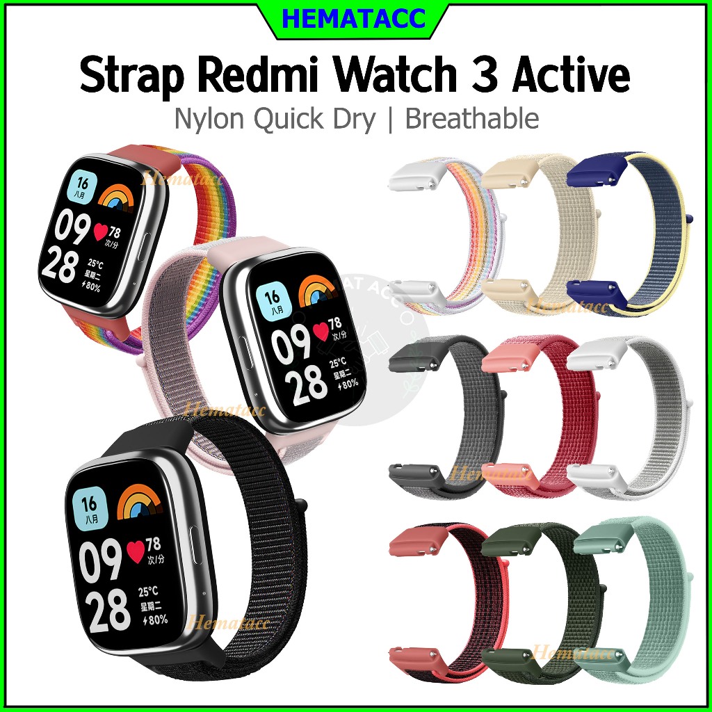 Strap Redmi Watch 3 Active Nylon Quick Dry Lembut Tali Jam Xiaomi Redmi Watch 3 Active Nilon
