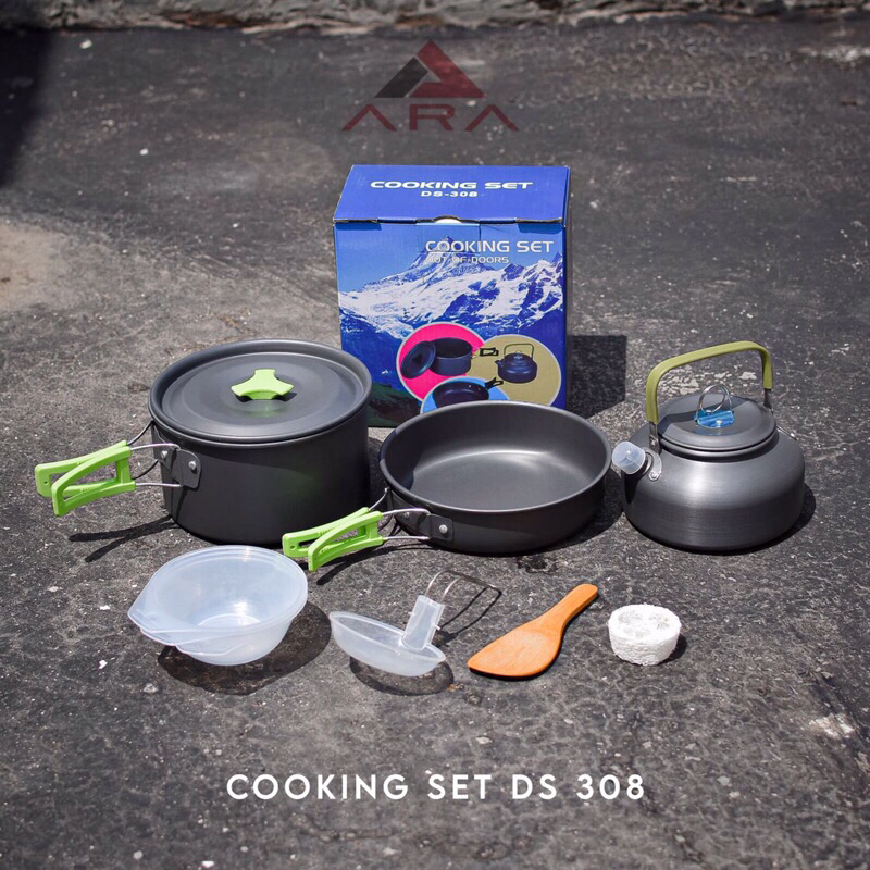 Alat Masak Camping LWY DS 308 Cooking Set 3-4 Porsi Makan Perlengkapan Masak Camping