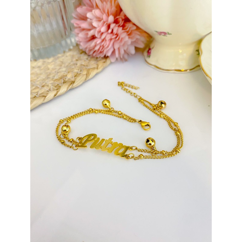 Gelang Kait 2 Rantai. Titanium Anti Karat Anti Menghitam