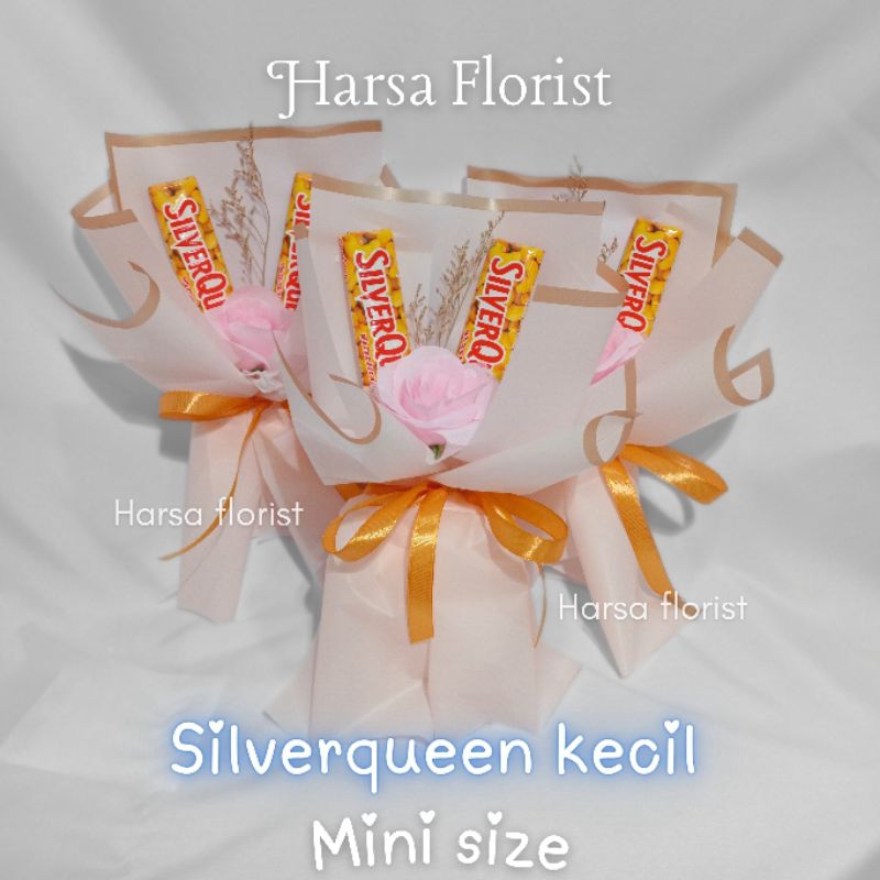 Buket Bunga Silverqueen Bunga Palsu - Buket Wisuda Mini Single Flower - Buket Mawar Satuan Palsu - B
