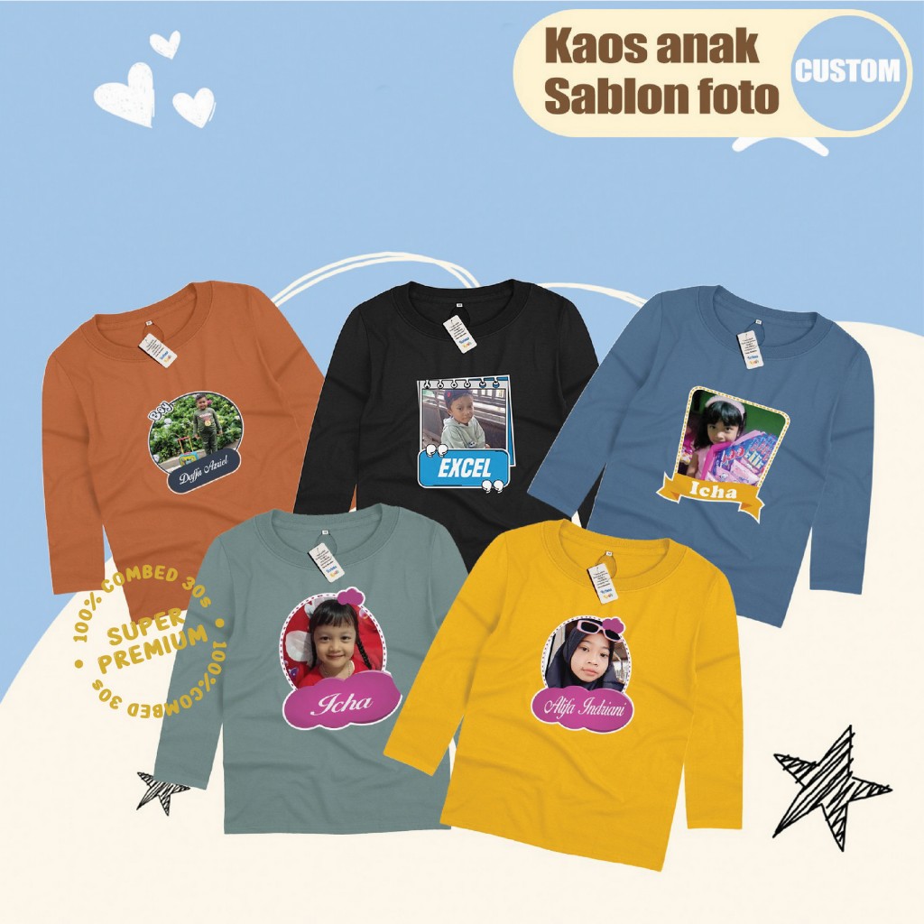Kaos foto nama anak kaos custom sablon foto nama anak lucu cewe cowo kaos anak custom foto nama desi