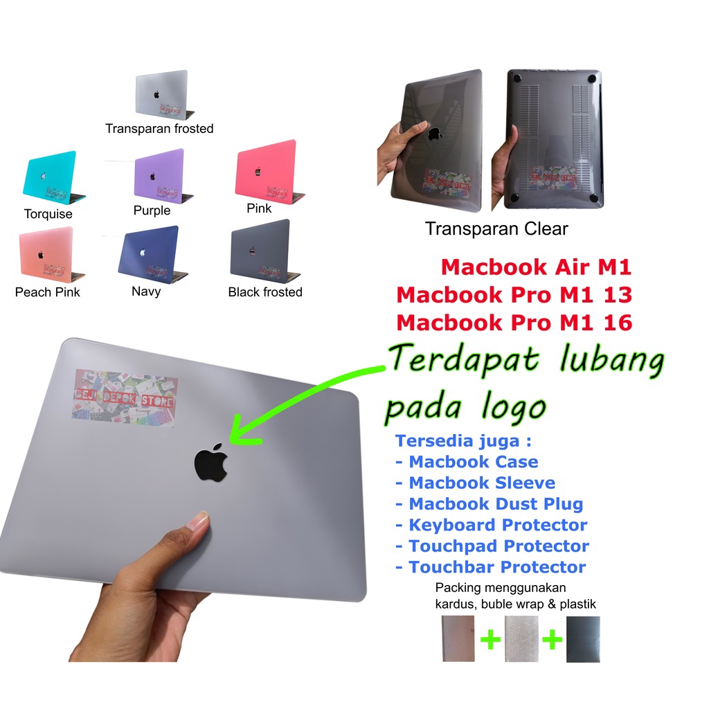 MANTAP Hardcase Macbook Clear Matte Macbook Air Macbook Pro M1 13 16 Case Hole