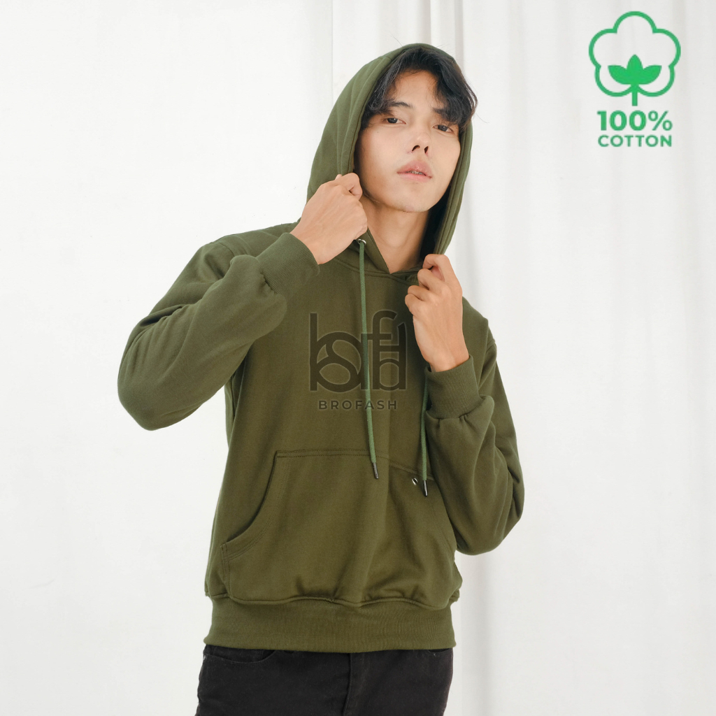 Libra Jaket Sweater Hoodie Pria Polos Tebal Distro 100% Original Branded Brofash Army Terbaru
