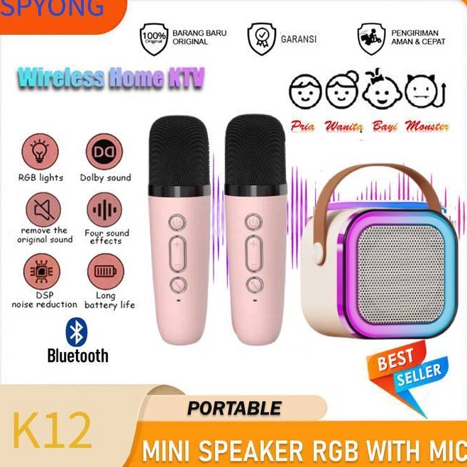 SPYONG Mini Speaker Karaoke Microphone Bluetooth Speaker Mic Wireless Mikrofon Poble Mic Anak Untuk 