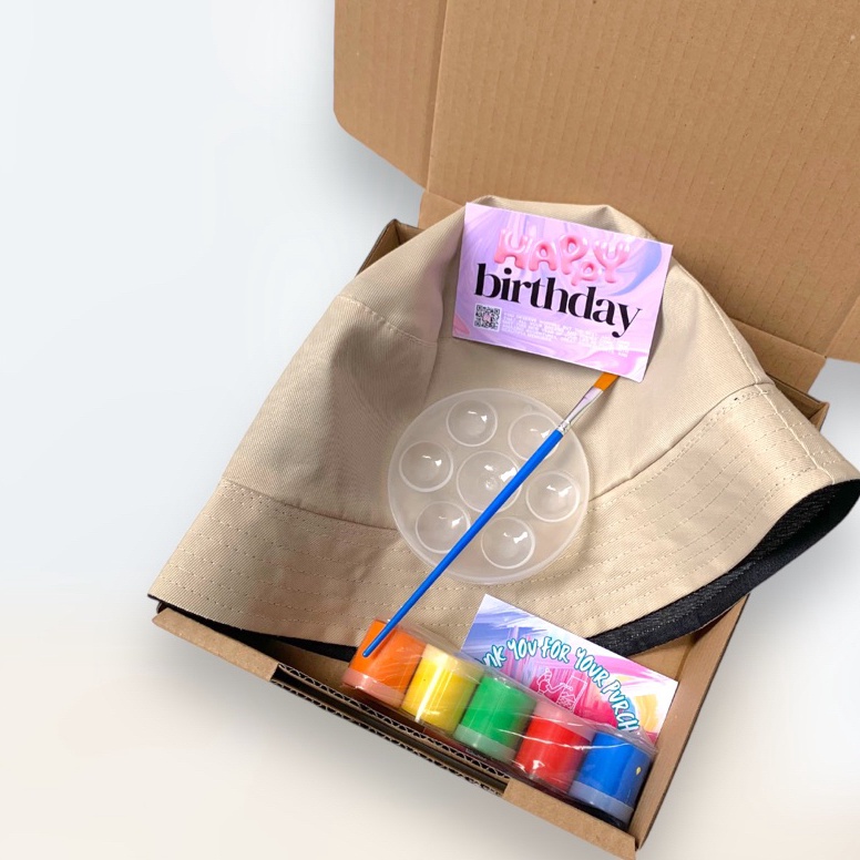 

Madefyouid Hampers Lukis Bucket Hat Cream DIY Melukis Hadiah Kado Ulang Tahun Anniversary Graduation Bingkisan b Y1Y6