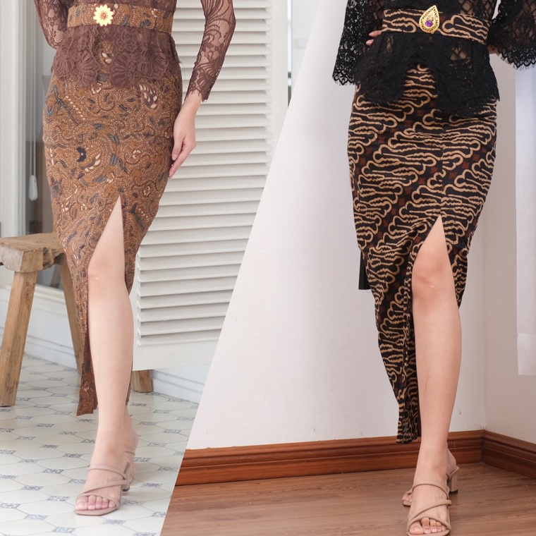 KODE X44A Rok Span Batik belahan samping  Rok Kerja Wisuda Kondangan