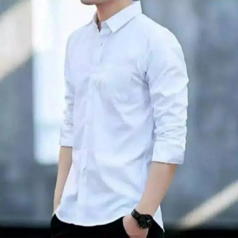 KODE U42Y Kuzaid PROMO COD PUTIH KANCING PUTIH Kemeja Pria Lengan Panjang Sage Green Soft Green Hita