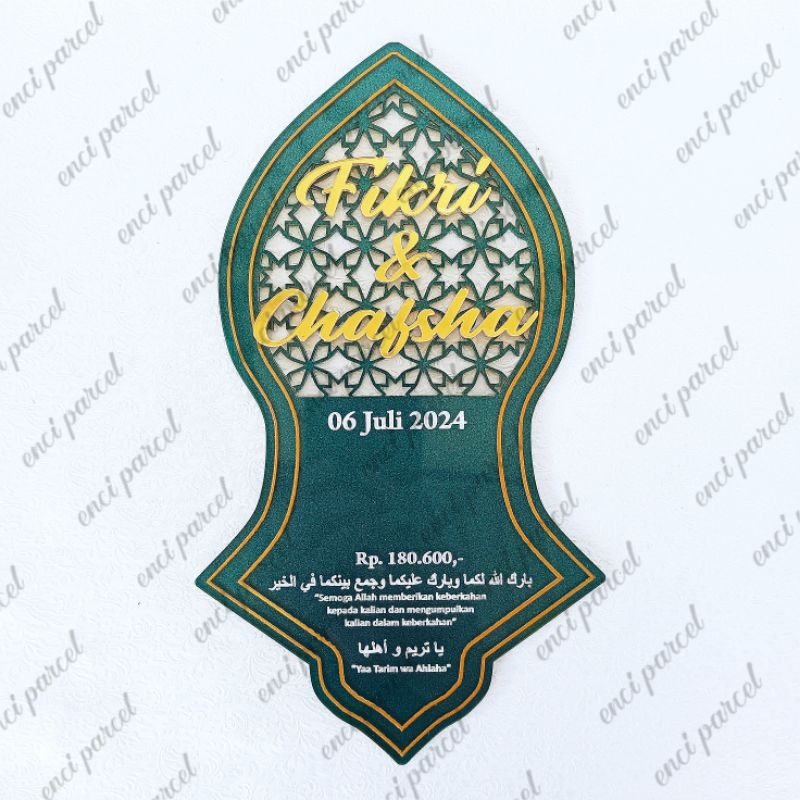 kode 156 bentuk terompah nabi ornamen sandal dekorasi hiasan mahar bahan akrilik background custom w