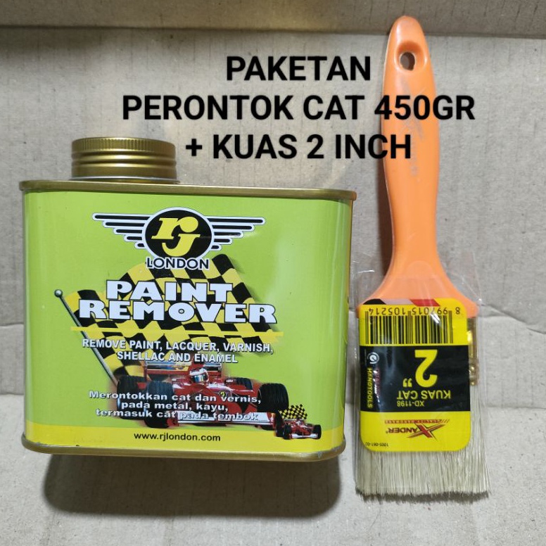 

Paketan Cairan Perontok Cat 45gr Kuas Xander 2 inch Paint Remover RJ LONDON 45 gr Pernis Serlak Enamel Kayu Logam Tembok Penghilang Cat s H6W7