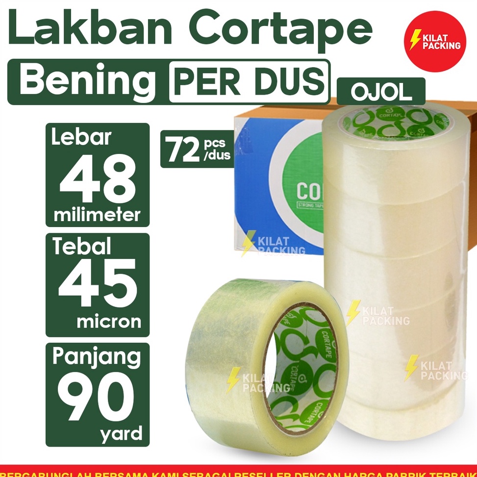 

Lakban Cortape Bening 48 mm x 9 yard 1 DusGRABGOJEK i J3S3