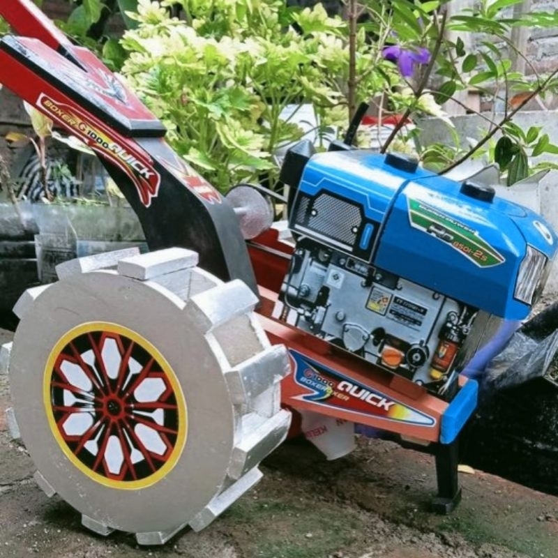 Miniatur Mainan Traktor Sawah Besar bahan kayu Edukatif